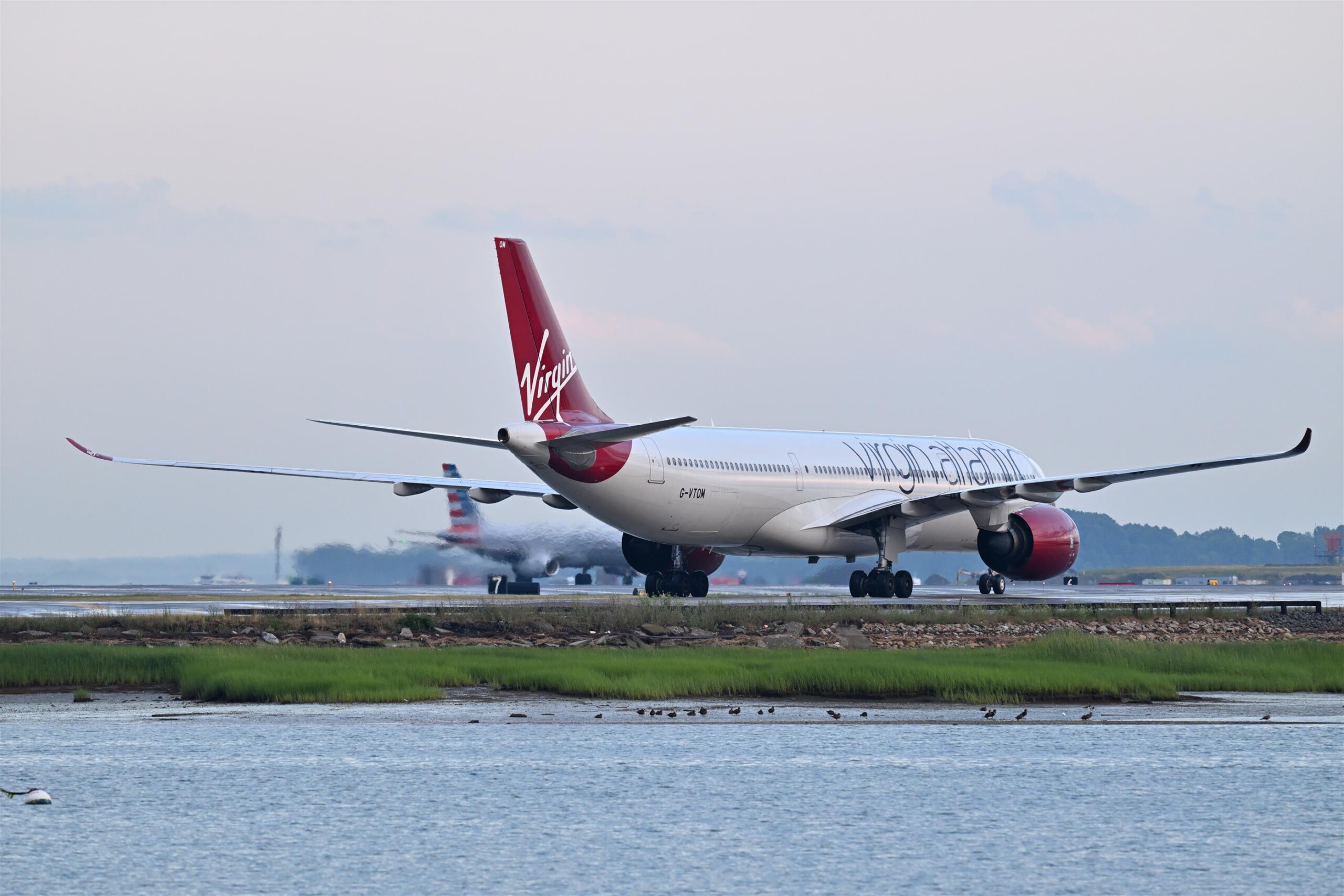 Airbus A330-900 widebody aircraft taxiing at Boston Logan International Airport