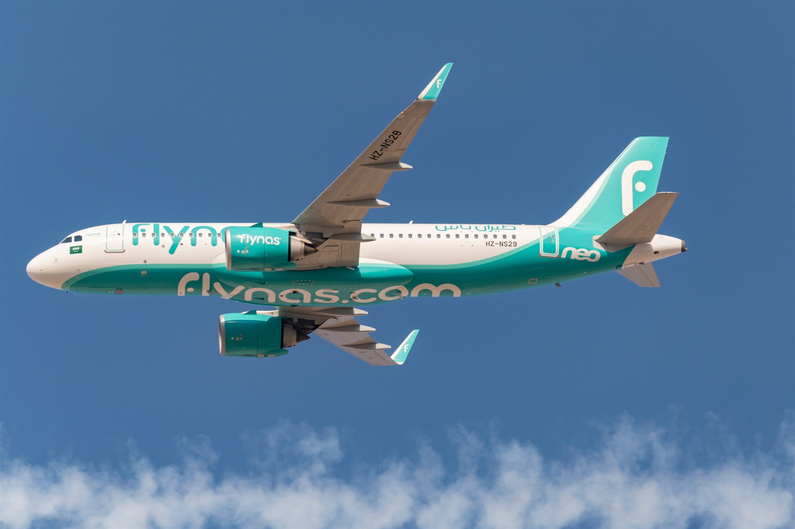 flynas Airbus A320neo in flight