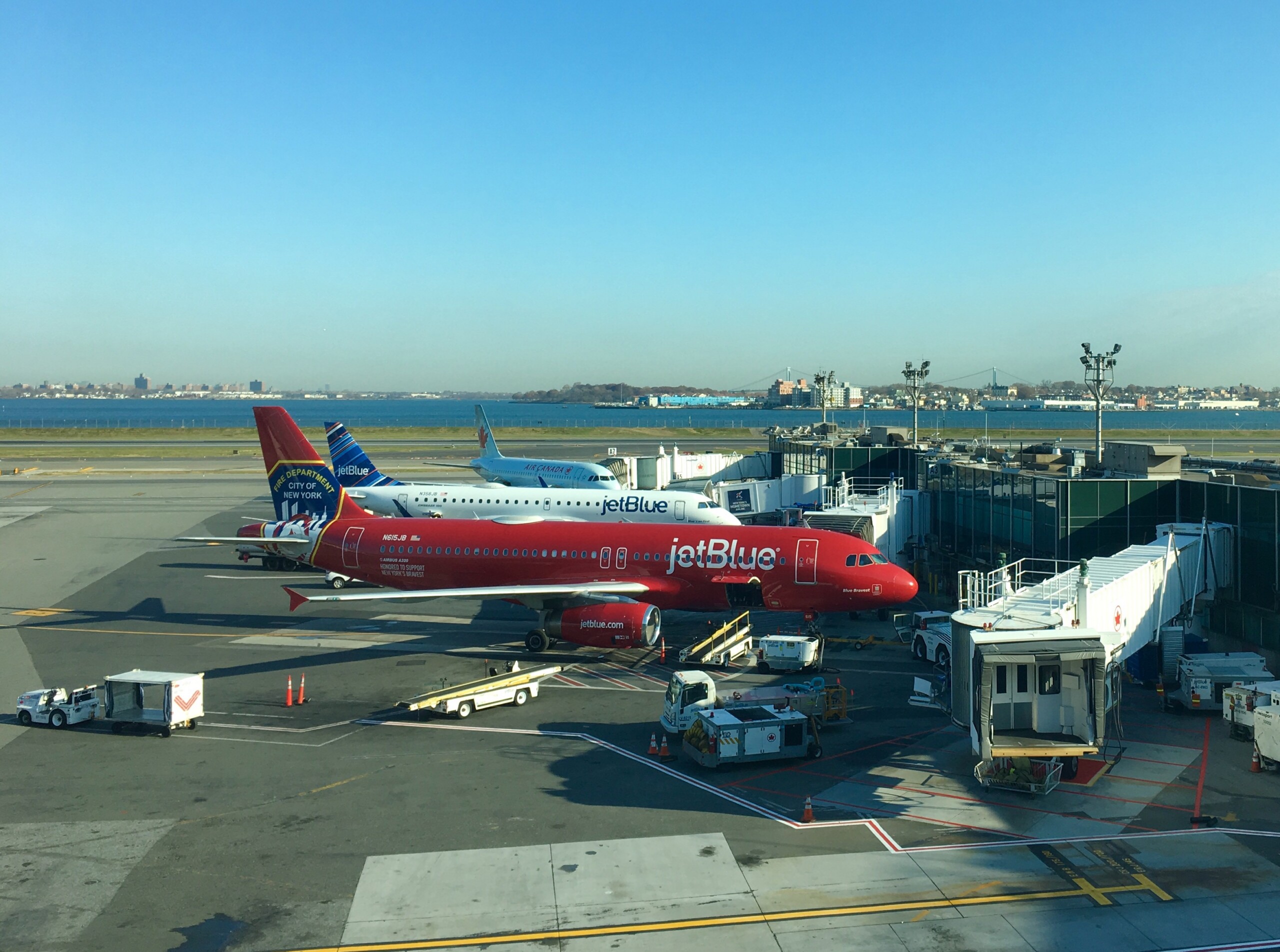 JetBlue Airways Airbus A320 in Blue Bravest livery at New York LaGuardia Airport