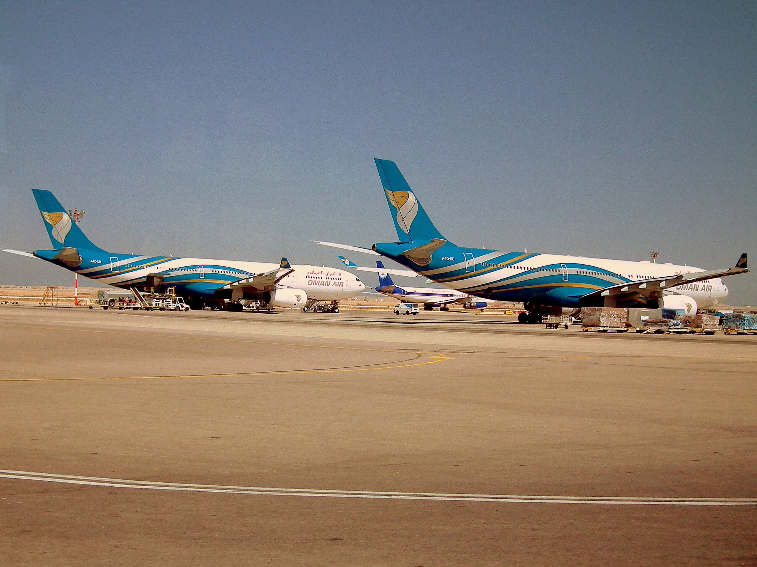 Oman Air Airbus A330s on the apron at Muscat International Airport